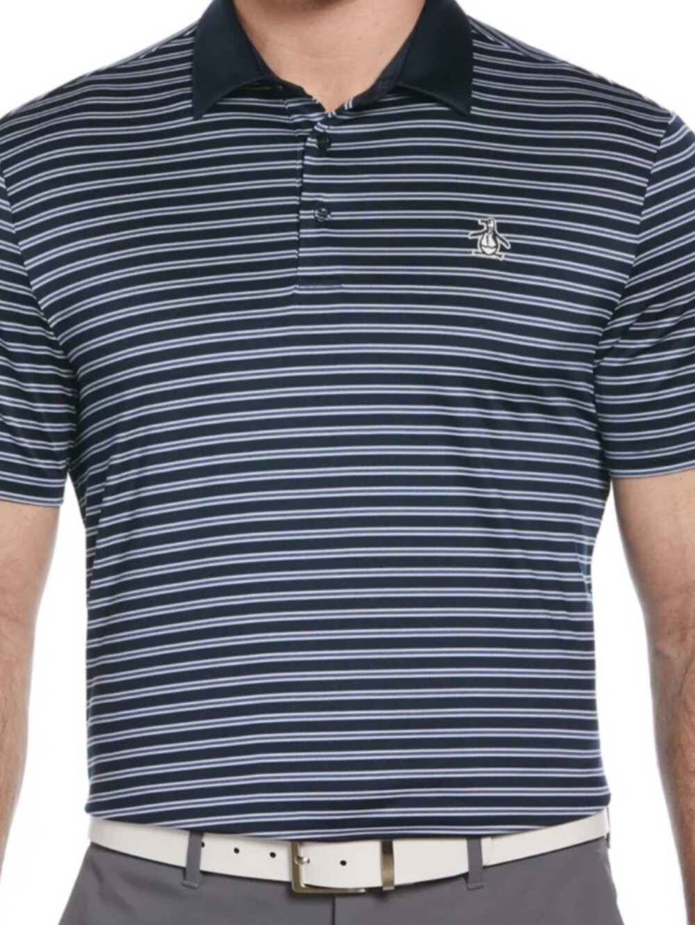 Peter Millar Navy and White Striped Polo